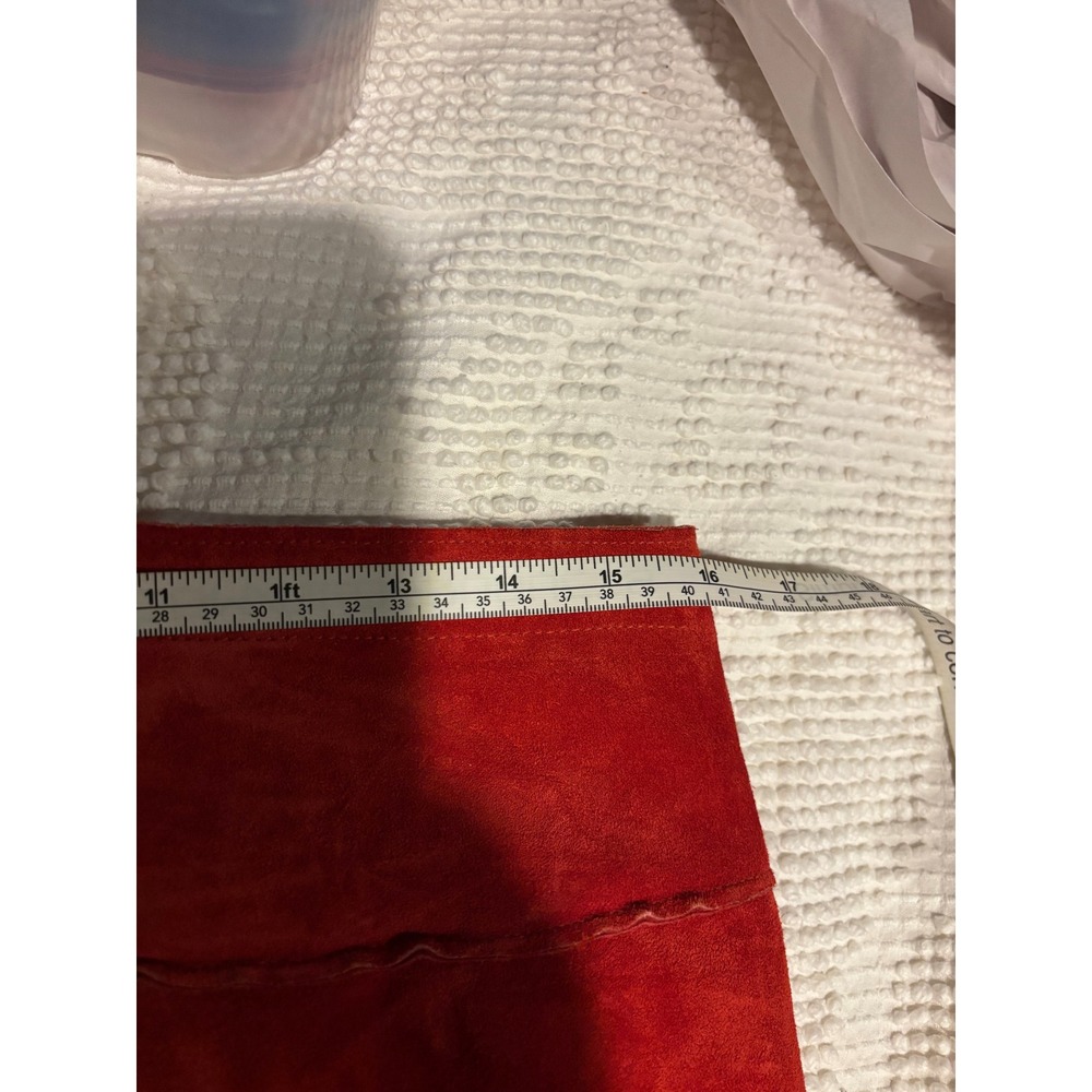 Nine West Red Genuine Suede Leather Midi Skirt A-Line Boho Size 6 - Picture 6 of 8